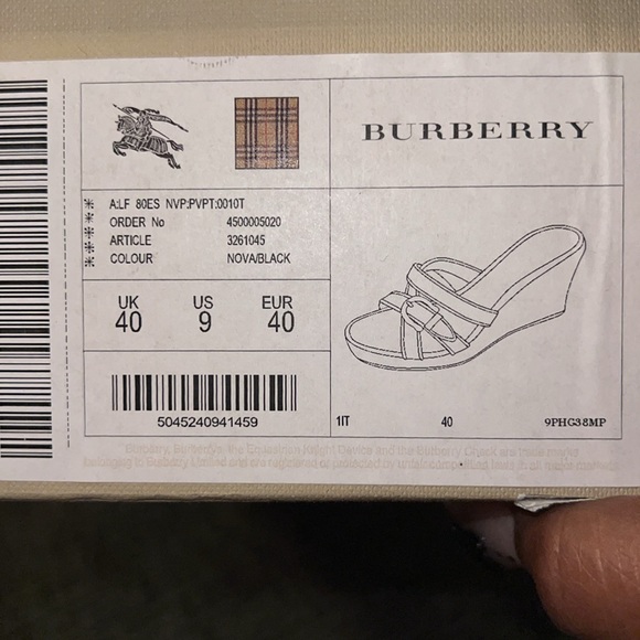 BURBERRY NOVA CHECK ESPARDRILLE/ WEDGES/SLIDE ON SANDALS—US 9 or UK 40 - Picture 15 of 15